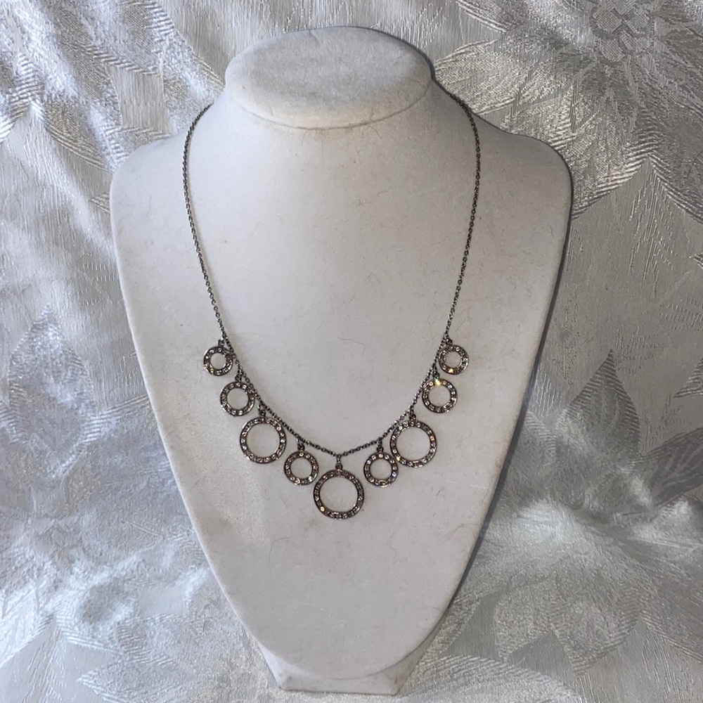 Vintage Silver Necklace with Circular Accents and Czs